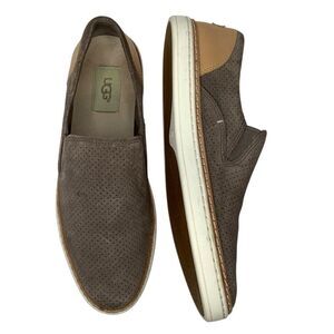 UGG Australia Gray Suede Leather Slip On Boat Sneakers Women Shoes Sz 8